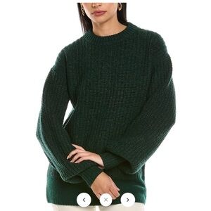 Rebecca Taylor Hunter green/tan heathered cashmere blend sweater M